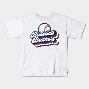 Retro Baseball Brother Red White Blue Kids T-Shirt